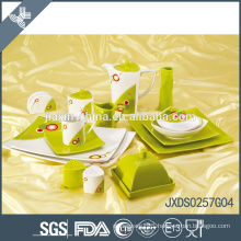 57pcs solid color dinner set, square shape porcelain dinner set